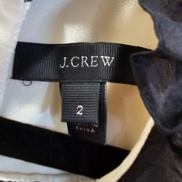 J.Crew Cream Sleeveless Dress with Black Ruffle Trim Size 2 - Picture 4 of 5